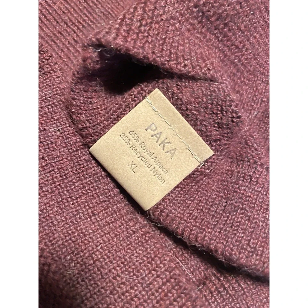 Paka The Crew Sweater Men XL Red Burgundy Royal Alpaca Blend Handmade Raglan